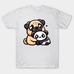 Pug and Panda Snuggles T-Shirt